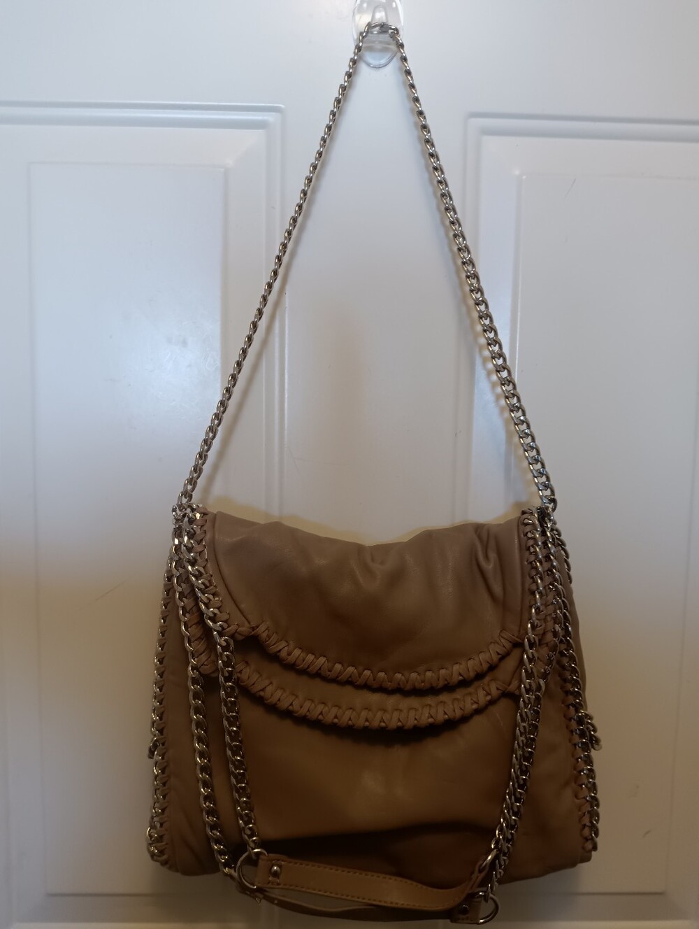 Steve Madden Taupe Chain-Accent Shoulder Bag
